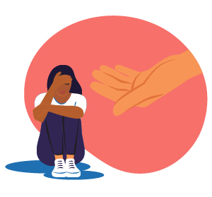 person sitting on the ground with hand reaching out for support emotional assistance two ways to help