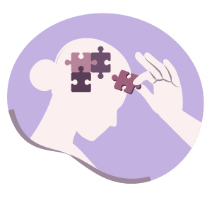 person with puzzle pieces in brain demonstrating problem solving skills and mental clarity relevant to improving cognitive function 10 ways